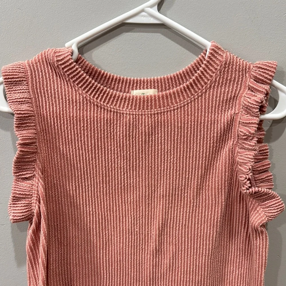 Pink Ruffled Sleeveless Top